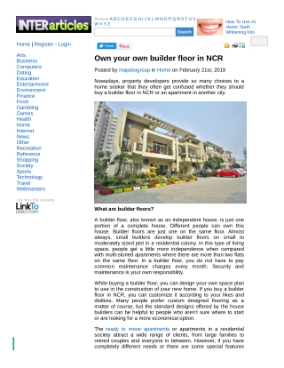 Own your own builder floor in NCR