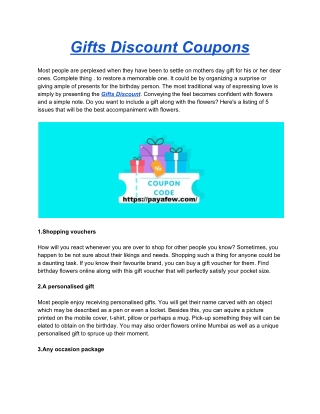 Gifts Discount Coupons