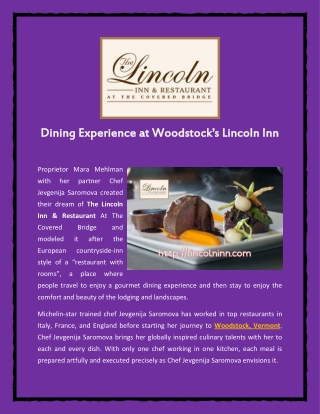 Dining Experience at Woodstock's Lincoln Inn
