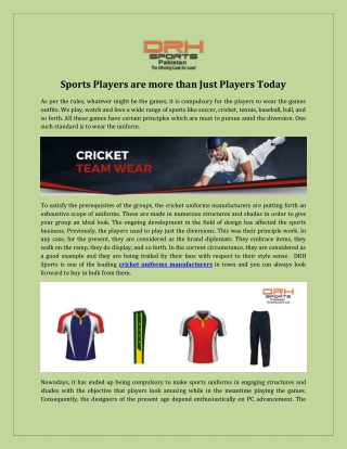Cricket Uniforms Manufacturers, Exporters Europe