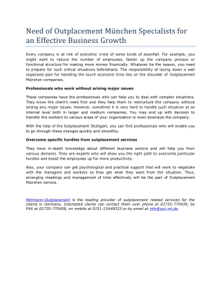 Outplacement München Specialists for an Effective Business Growth