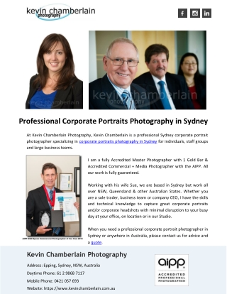 Professional Corporate Portraits Photography in Sydney