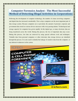 Computer Forensics Analyst - The Most Successful Method of Detecting Illegal Activities in Corporations