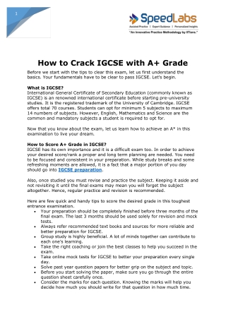 Tips to get A* in IGCSE
