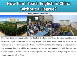 How Can I Teach English in China without a Degree?