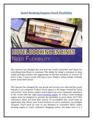Hotel Booking Engines Need Flexibility