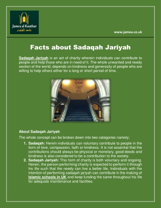 Facts about Sadaqah Jariyah