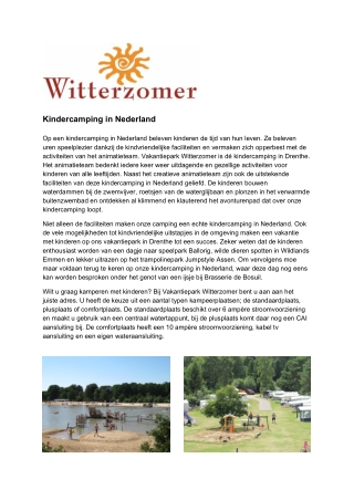 Vakantiepark Witterzomer - Kindercamping Nederland