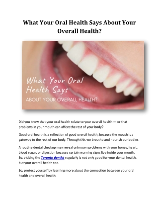 What Your Oral Health Says About Your Overall Health?