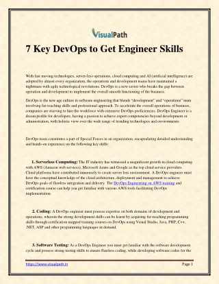 7 Key DevOps to Get Engineer Skills
