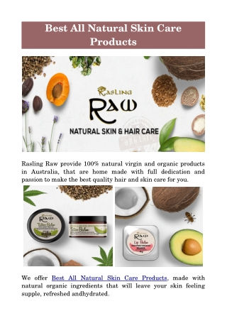 Best All Natural Skin Care Products