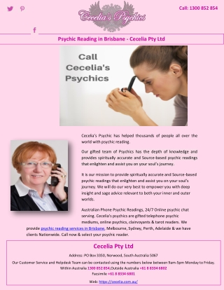 Psychic Reading in Brisbane - Cecelia Pty Ltd