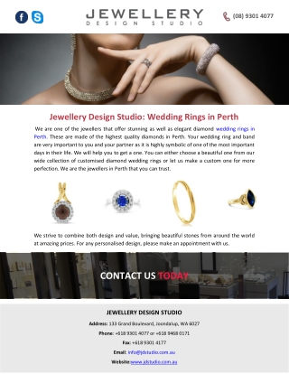 Jewellery Design Studio: Wedding Rings in Perth