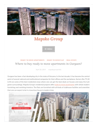 Where to buy ready to move apartments in Gurgaon?