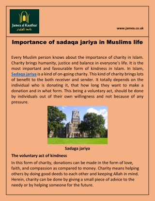 Importance of sadaqa jariya in Muslims life