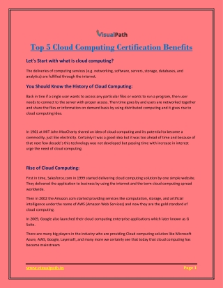 Top 5 Cloud Computing Certification Benefits