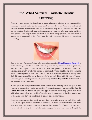 Find What Services Cosmetic Dentist Offering
