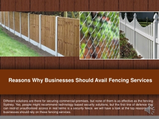 Reasons Why Businesses Should Avail Fencing Services