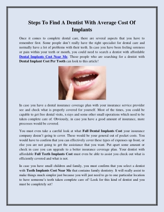 Steps To Find A Dentist With Average Cost Of Implants