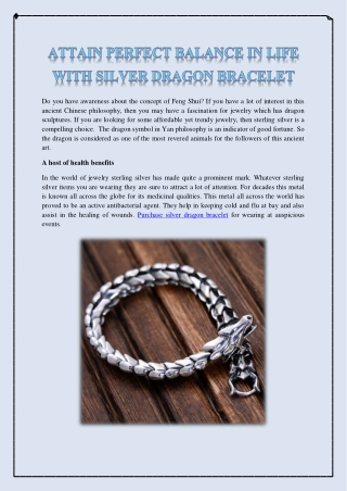 Attain Perfect Balance In Life With Silver Dragon Bracelet