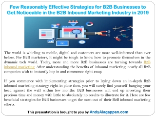 Few Reasonably Effective Strategies for B2B Businesses to Get Noticeable in the B2B Inbound Marketing Industry in 2019