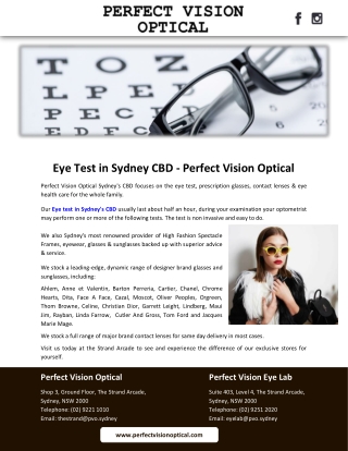 Eye Test in Sydney CBD - Perfect Vision Optical