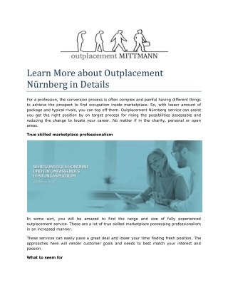 Learn More about Outplacement Nürnberg in Details