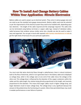 How To Install And Change Battery Cables Within Your Application -Miracle Electronics