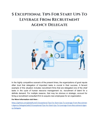 5 Exceptional Tips For Start-Ups To Leverage From Recruitment Agency Delegate