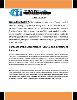 stock market Strategy By TradeIndia Research 4-6-19