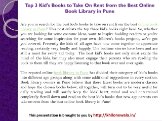 Top 3 Kid’s Books to Take On Rent from the Best Online Book Library in Pune