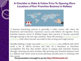 A Checklist to Make & Follow Prior To Opening More Locations of Your Franchise Business in Kolkata