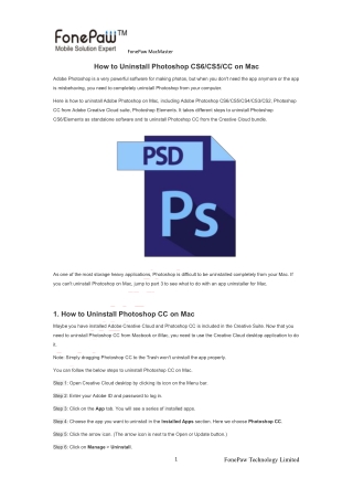 How to Uninstall Photoshop CS6/CS5/CC on Mac