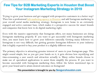 Few Tips for B2B Marketing Experts in Houston that Boost Your Instagram Marketing Strategy in 2019
