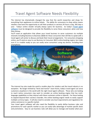 Travel Agent Software Needs Flexibility