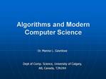 Algorithms and Modern Computer Science