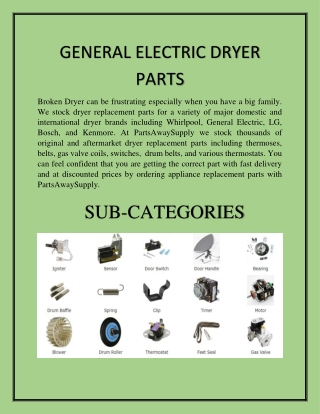 General Electric Dryer Parts