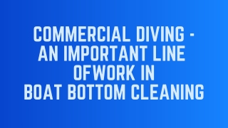 Commercial Diving - An Important Line of Work in Boat Bottom Cleaning
