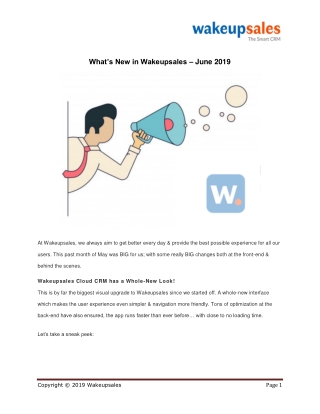 What’s New in Wakeupsales – June 2019
