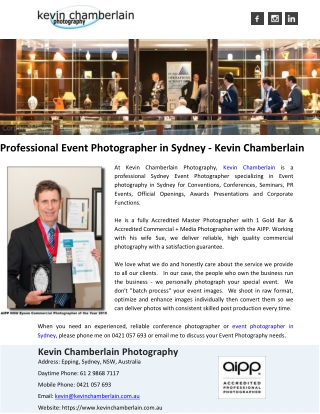 Professional Event Photographer in Sydney - Kevin Chamberlain
