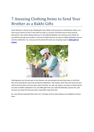 7 Clothing items To Send Your Brother as a Rakhi Gifts