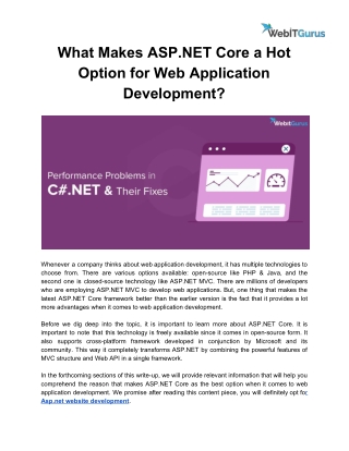 What Makes ASP.NET Core a Hot Option for Web Application Development?