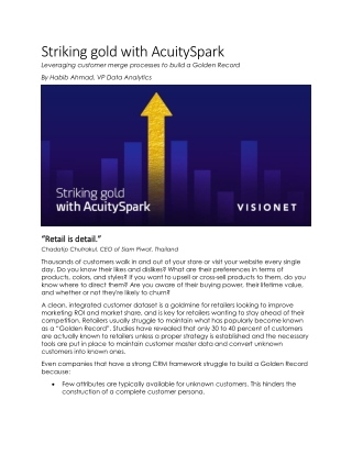 Striking gold with AcuitySpark