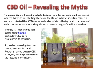 CBD Oil – Revealing the Myths