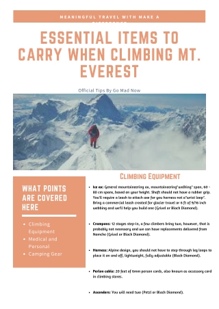 Essential Items to Carry When Climbing Mt. Everest