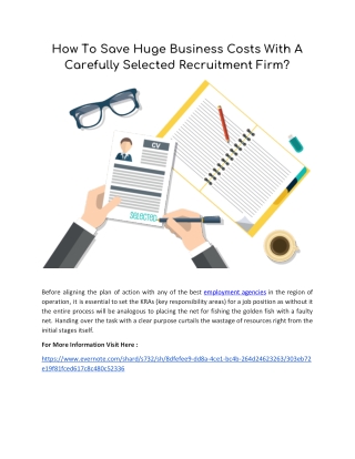 How To Save Huge Business Costs With A Carefully Selected Recruitment Firm?