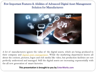 Few Important Features & Abilities of Advanced Digital Asset Management Solution for Manufacturers