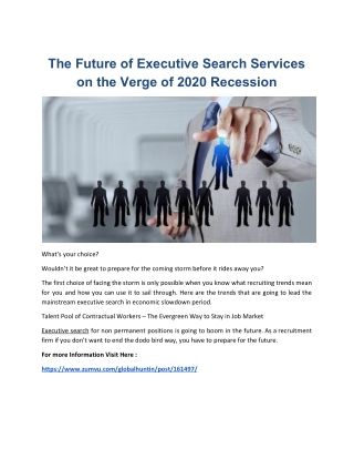 The Future of Executive Search Services on the Verge of 2020 Recession