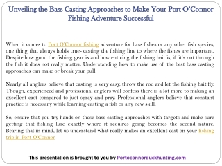 Unveiling the Bass Casting Approaches to Make Your Port O’Connor Fishing Adventure Successful
