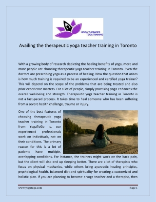Availing the therapeutic yoga teacher training in Toronto